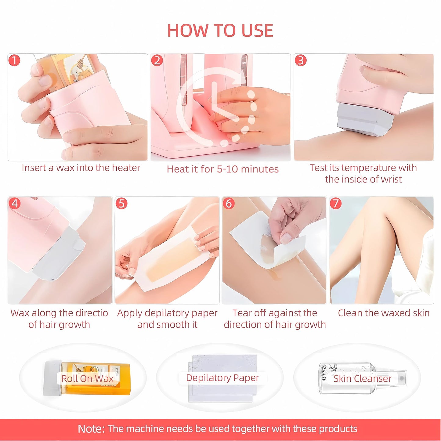 3 In 1 Depilatory Wax Warmer Roller (No More Expensive Salon Visits)