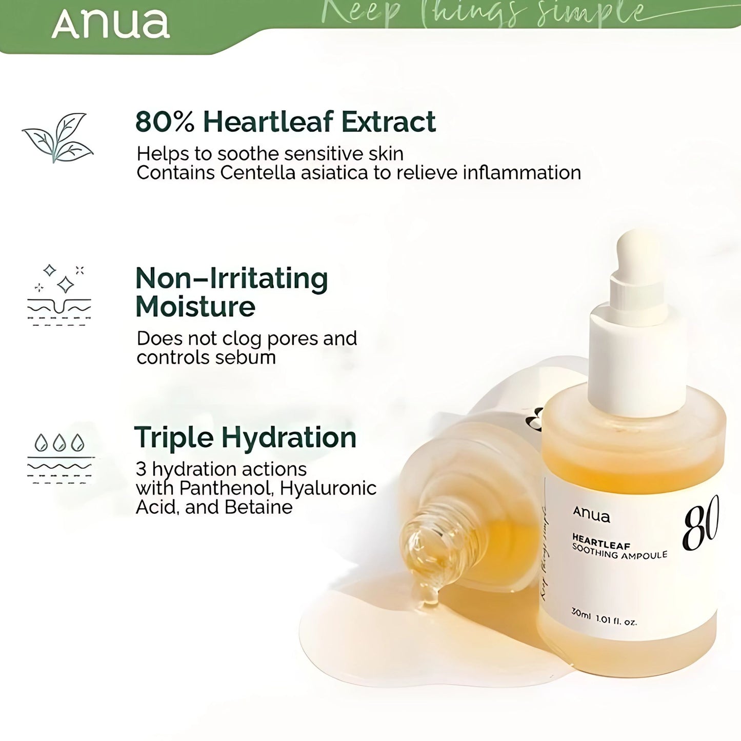 Anua Heartleaf 80% Moisture Soothing Ampoule (30ml)